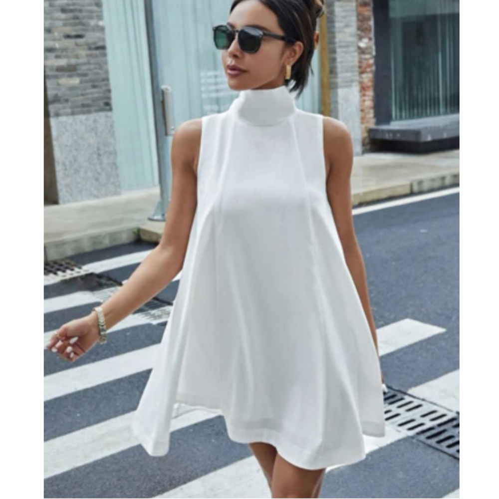 Luxe white tie back mini dress - Picture 3 of 16